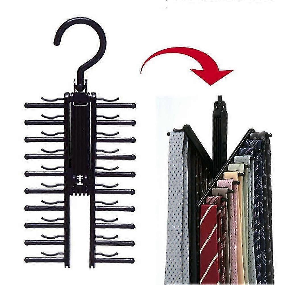 20 Rows Multifunction Tie Rack with Non Slip Clips 360 Degree Rotation Tie Rack