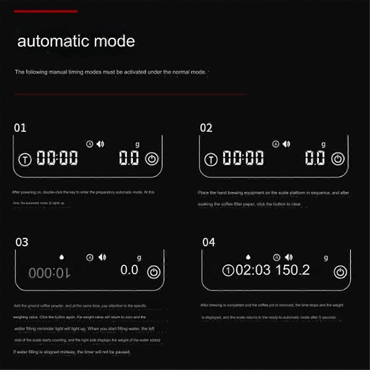 Coffee Scale , 0.1g Precise Graduation, Portable Pocket Scale Multi-Function Timing Kitchen Scale B