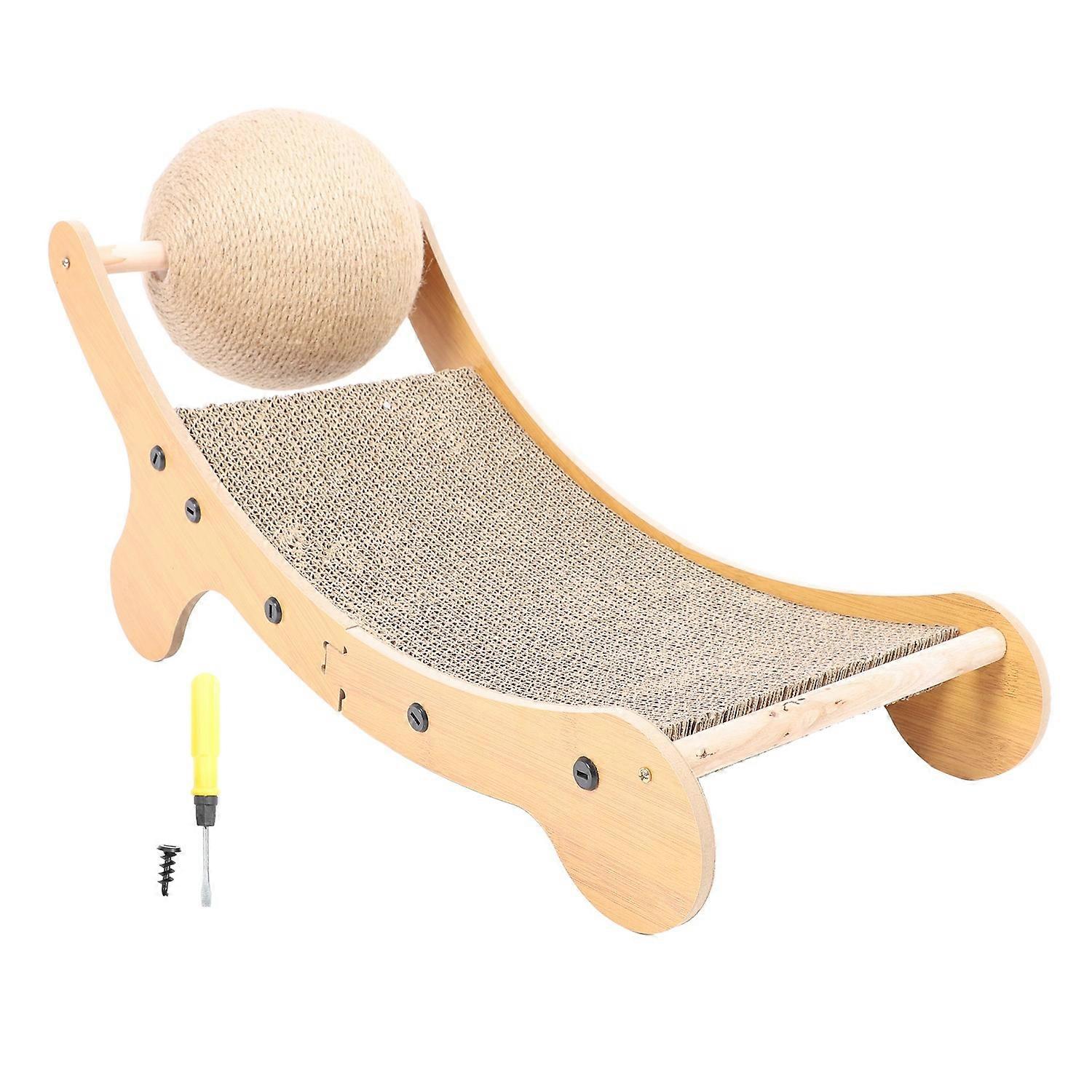 Cat Scratcher Lounge Spacious Anxiety Relief Sisal Cat Scratcher Bed Hammock Chair with Toy Ball for