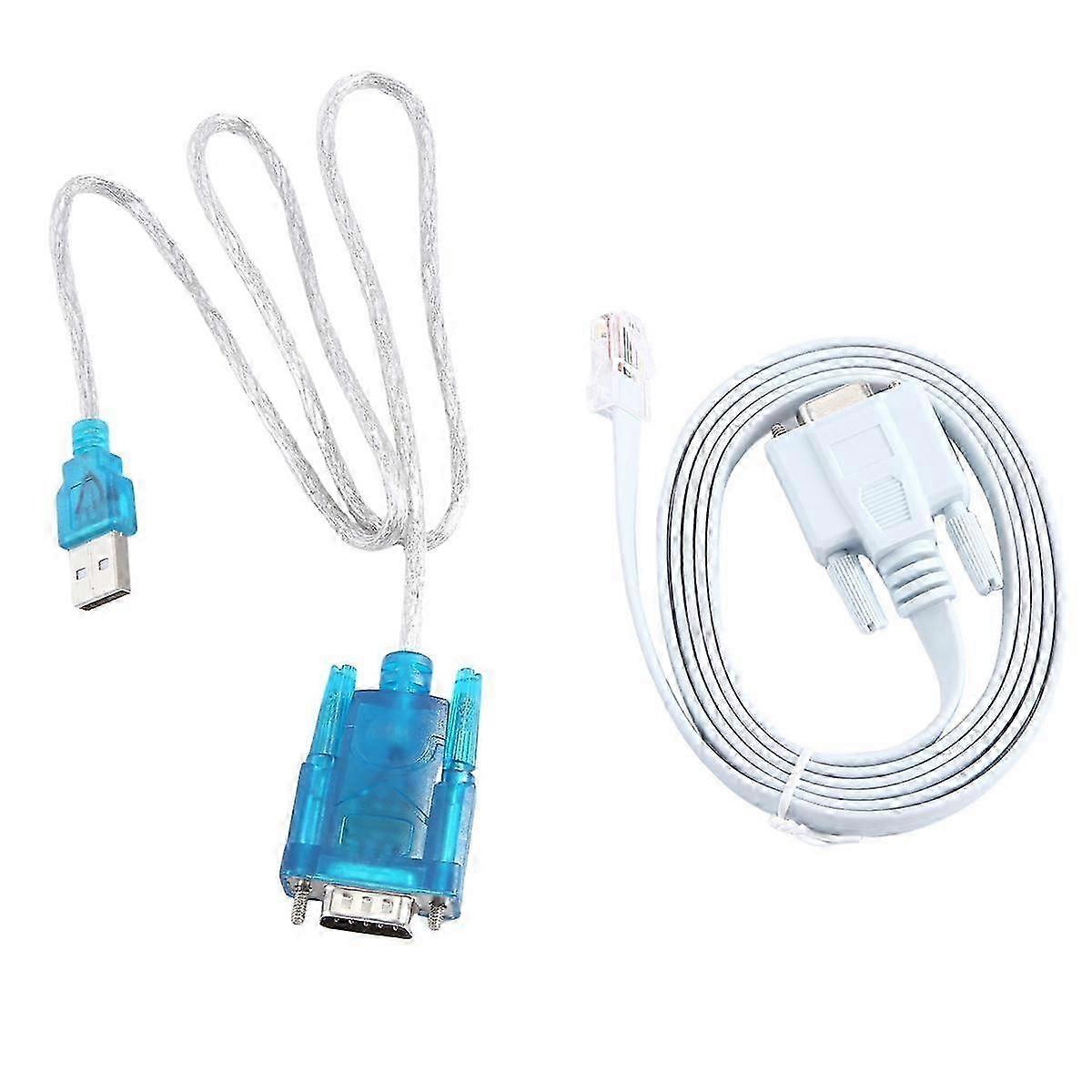 RJ45 Network Cable Serial Cable Rj45 to DB9 and RS232 to USB (2 In 1) CAT5 Ethernet Adapter LAN Console Cable js