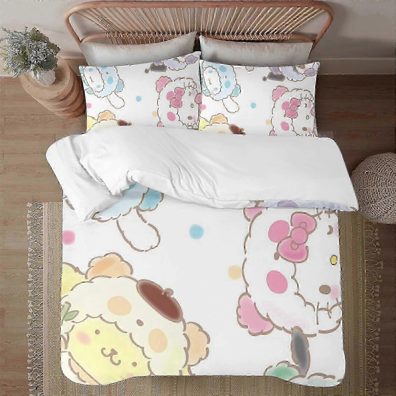 n540 Lakan Sanrio Soft3D tryckt påslakan Sängkläder Set med täcke 3 delar set inkluderar örngott och överdrag Mhine Waable (1 täcke C