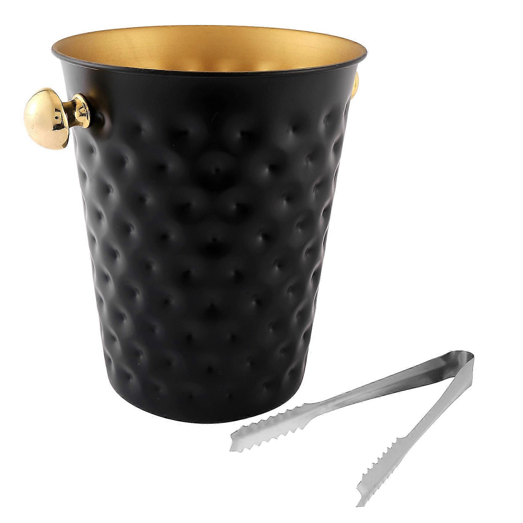 Stainless Steel Hammered Ice Bucket Champagne Bucket, Black