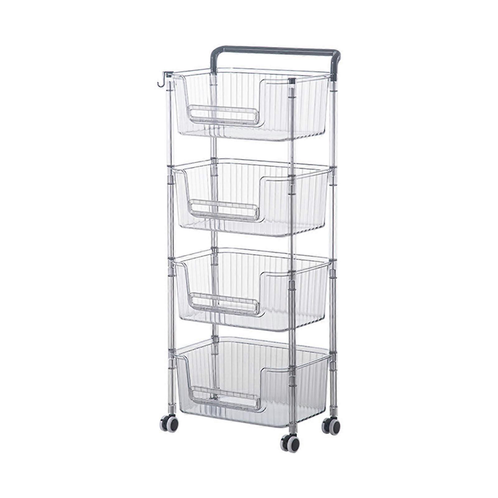 Chariot de rangement roulant stable élégant multifonctionnel robuste organisateur de stockage mobile pour la maison 4 niveaux