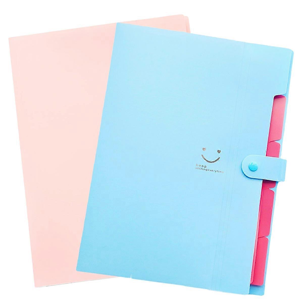 2 Pack Expanding Filer Folders, 5 Pocket Accordion Folder, Accordion File Folder with Labels, Portable Folders for Documents, Cute Folders for School