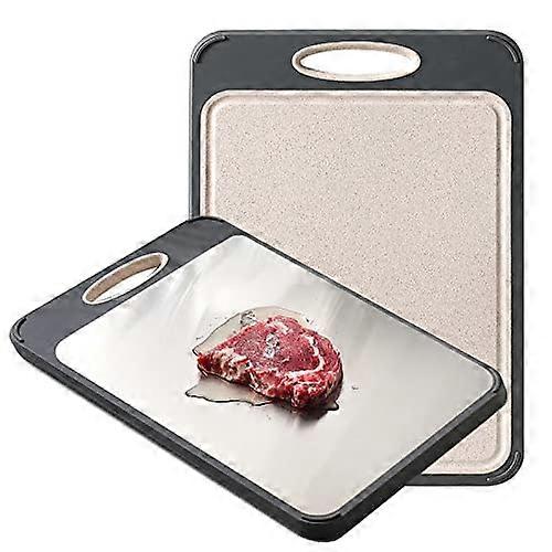 Double Sided Chopping Board 304 Stainless Steel Wheat Straw PP 40x27cm