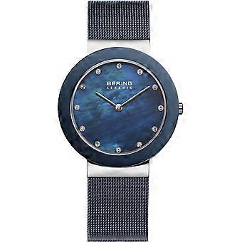 Cerâmica de aço inoxidável azul bering 11435-387 Relógio feminino