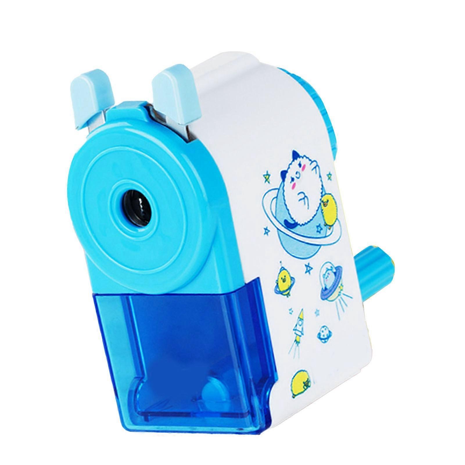 Rotating Pencil Sharpener Cute Portable Efficient Hand Crank Manual Pencil Sharpener for Students Blue