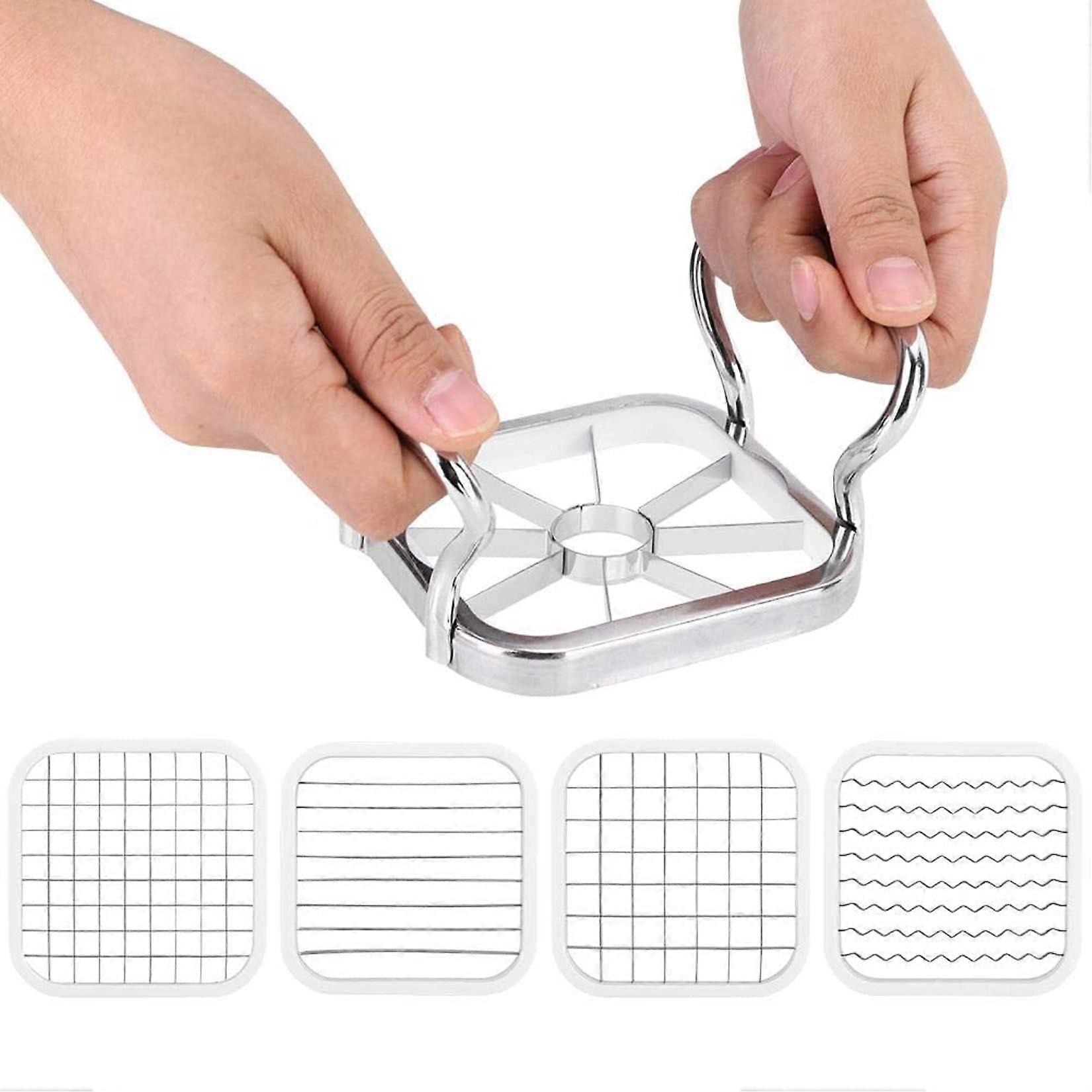 French Fry Cutter 5 in 1 Stainless Steel Manual Potato and Vegetable Slicer, Multi-Function Chopper for Onions and Cheese