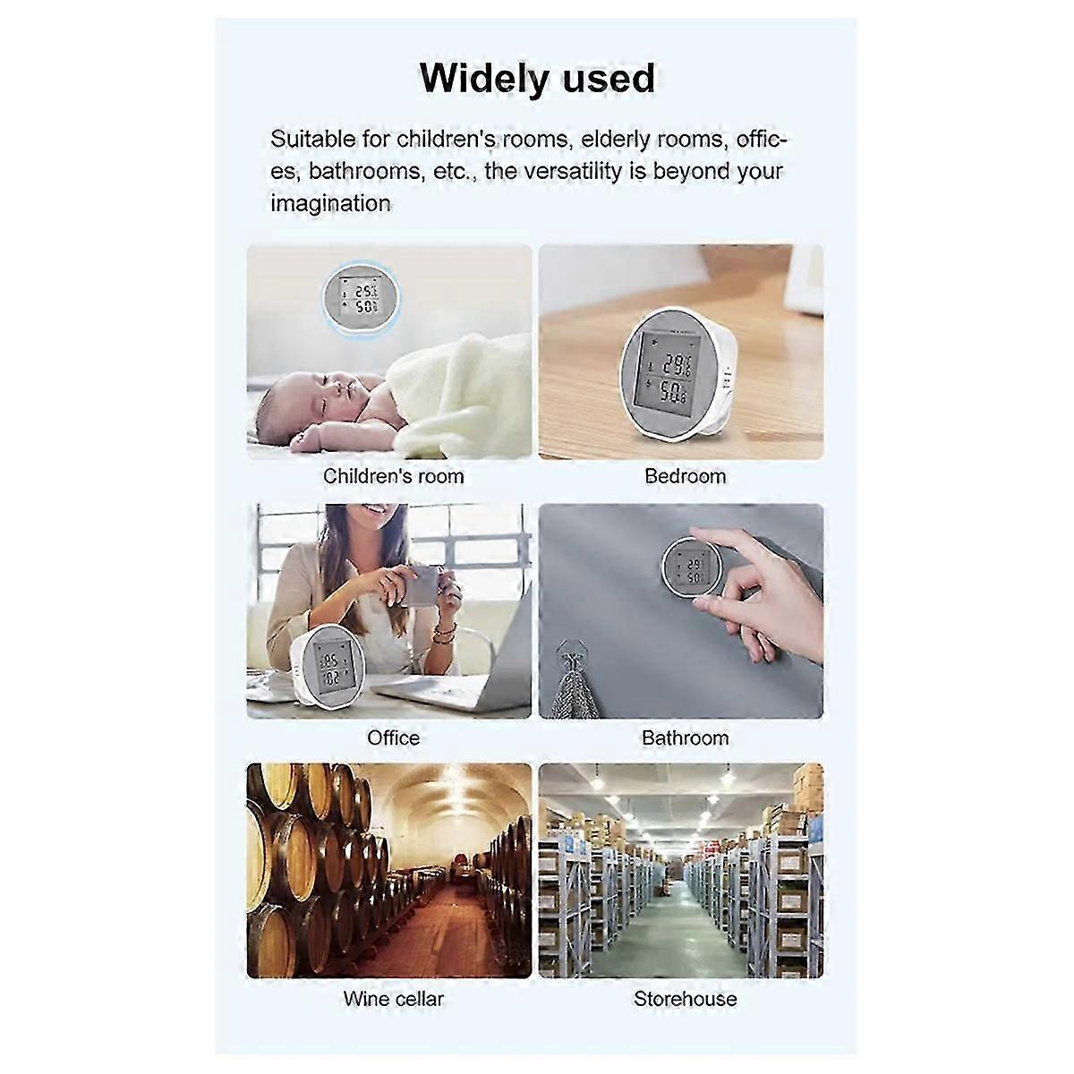 Tuya Wifi Temperature Humidity Sensor Indoor Hygrometer Thermometer Detector Smart Life App Battery or USB Powered