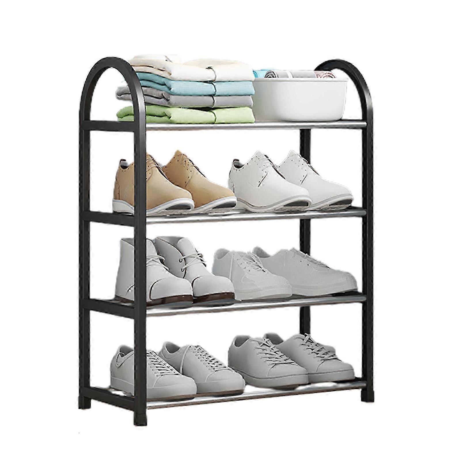 Entrance shoe rack, multi-layer simple shoe storage rack, sturdy and durable shoe cabinet door shoe rack-4 layers
