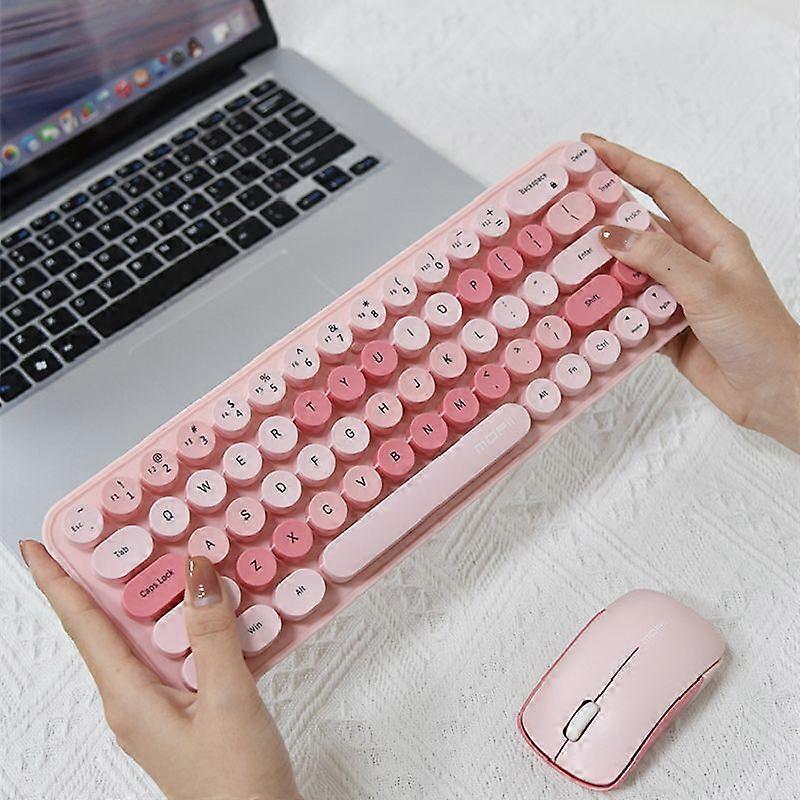 Promotion Cute 2.4G Wireless Quiet Mini Keyboard Mouse Combos Set Portable 68 Key Macarone Pink Purple Green For PC Laptop