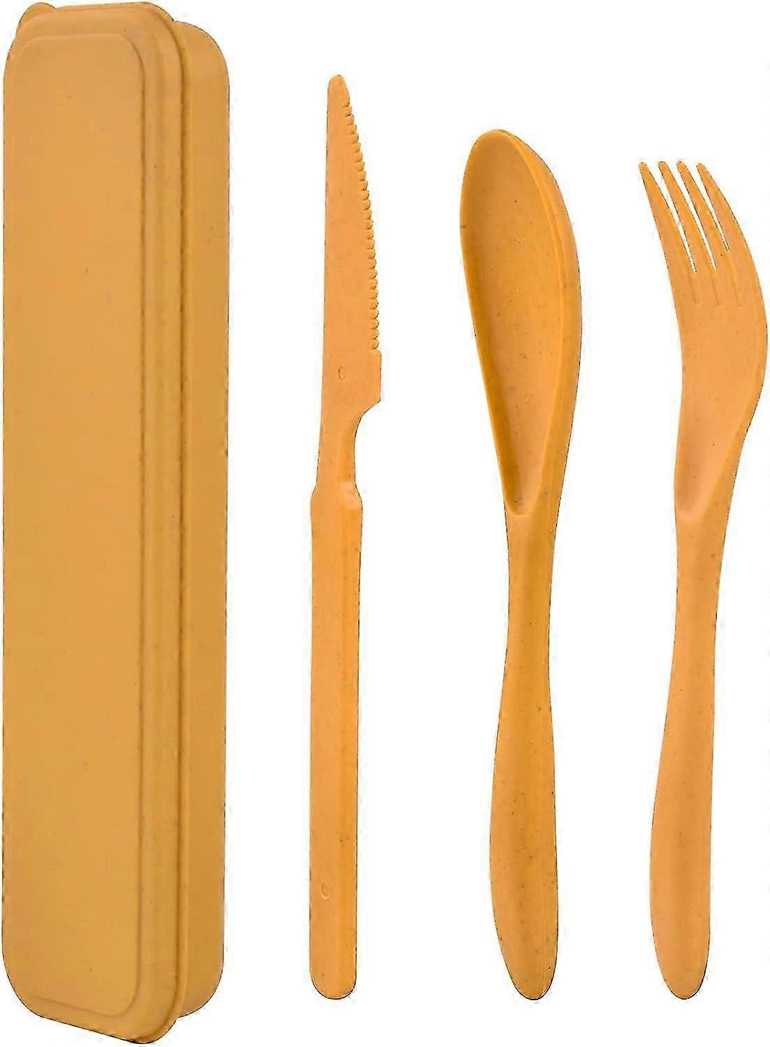 Reusable Plastic Travel Cutlery Set with Case