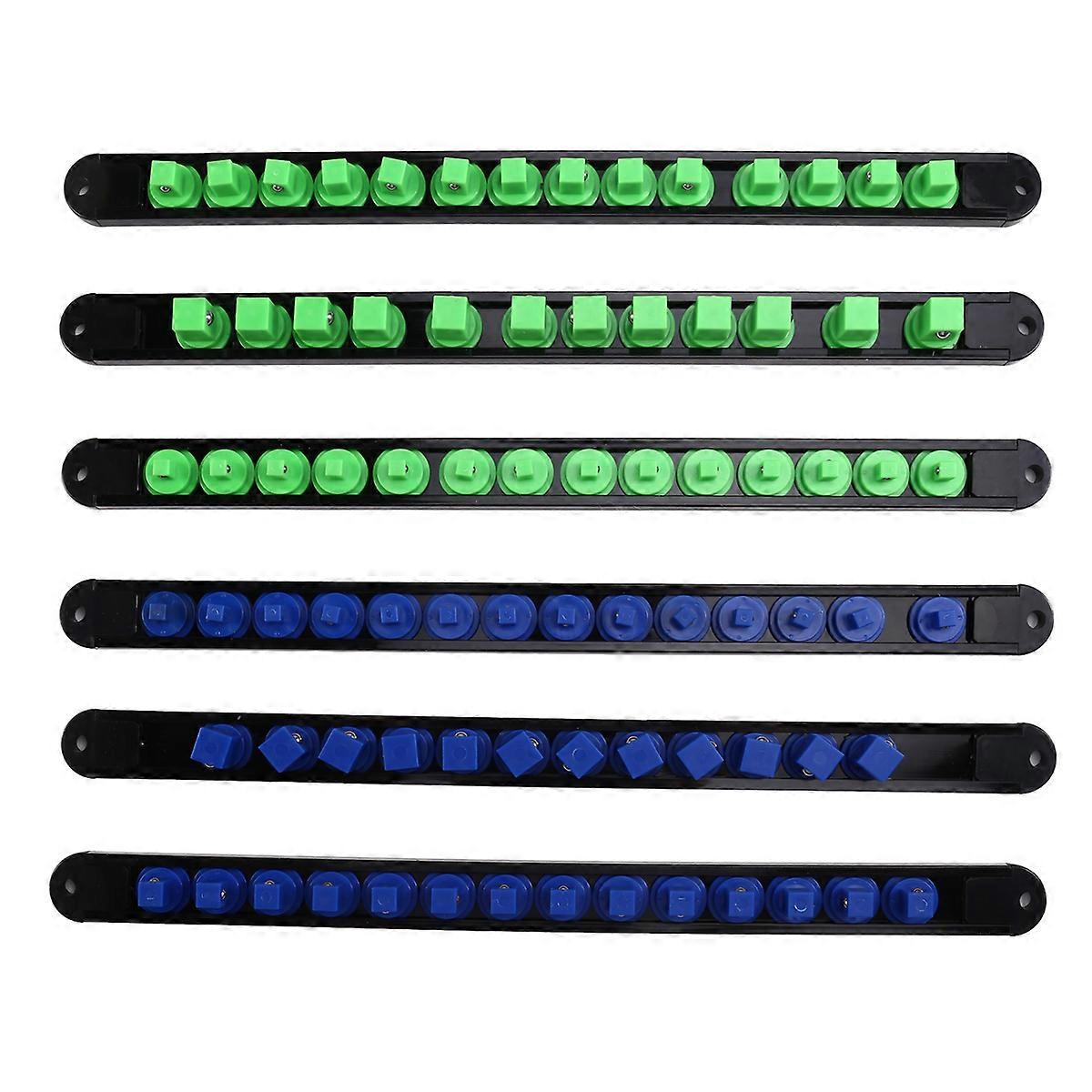 6PCS ABS Socket Organizer 1/2 Inch 3/8 Inch and 1/4 Clip Drive Socket Rail Holders Heavy Duty Socket