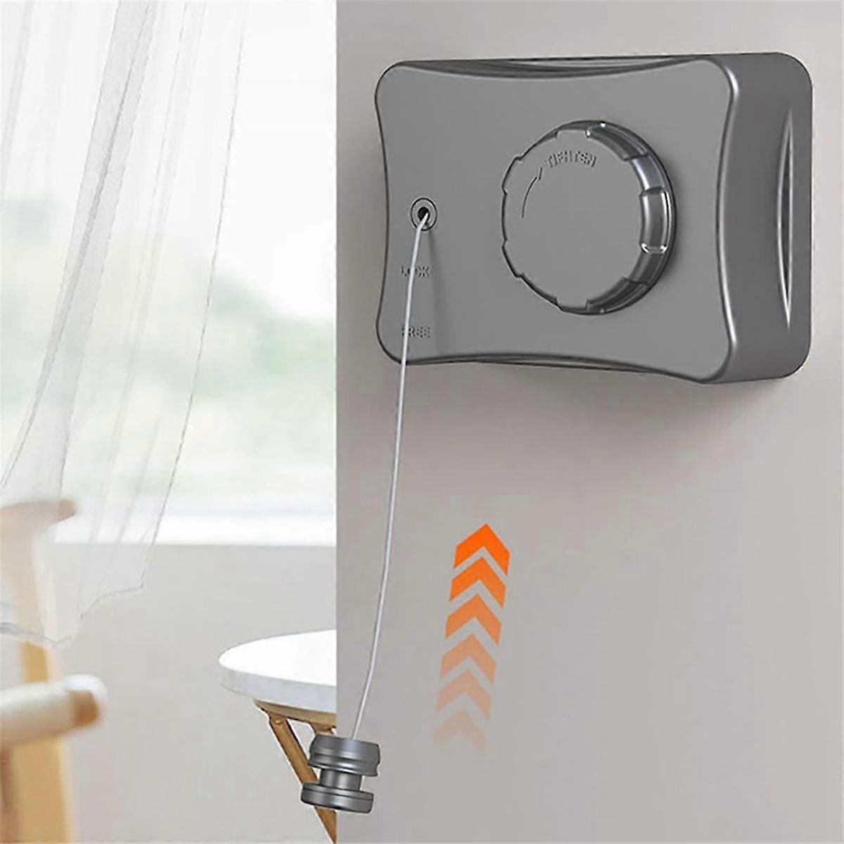 Wall-Mounted Retractable Clothesline Adjustable White
