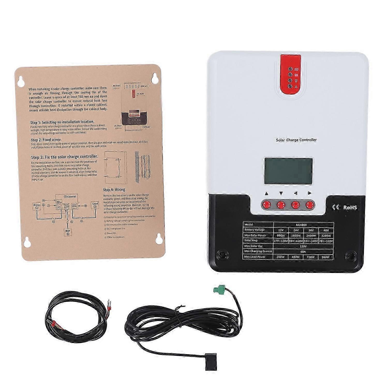 Mppt Solar Controller 60a High Conversion Efficiency Solar Charge Discharge Regulator For Rv Home 12