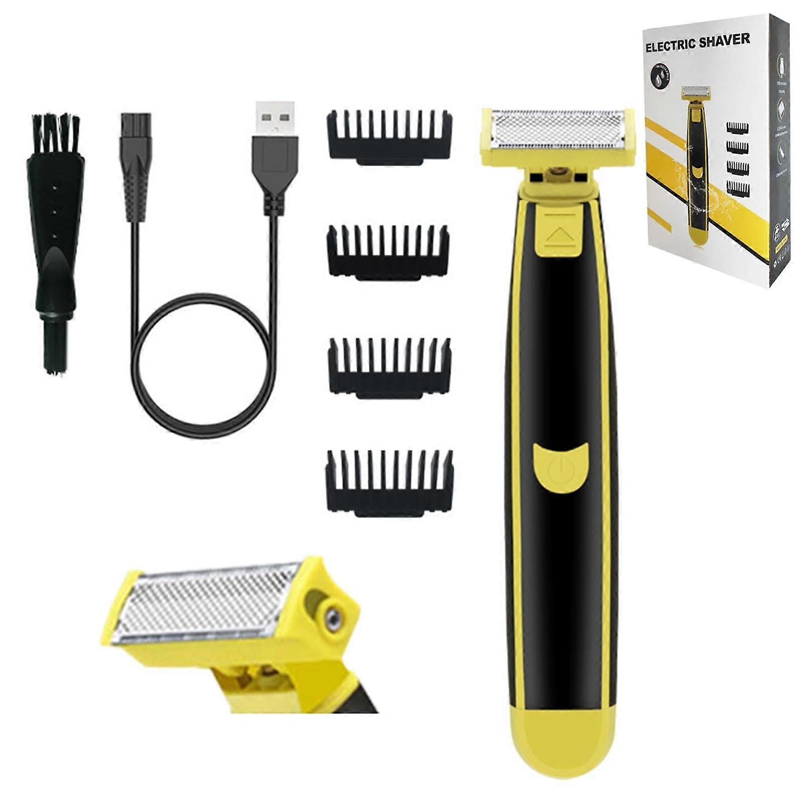 Men’s Electric Shaver - Waterproof Cordless Wet and Dry USB-C Fast Charging Trimmer for Face, Head, and Body with Travel Case and Beard Attachment