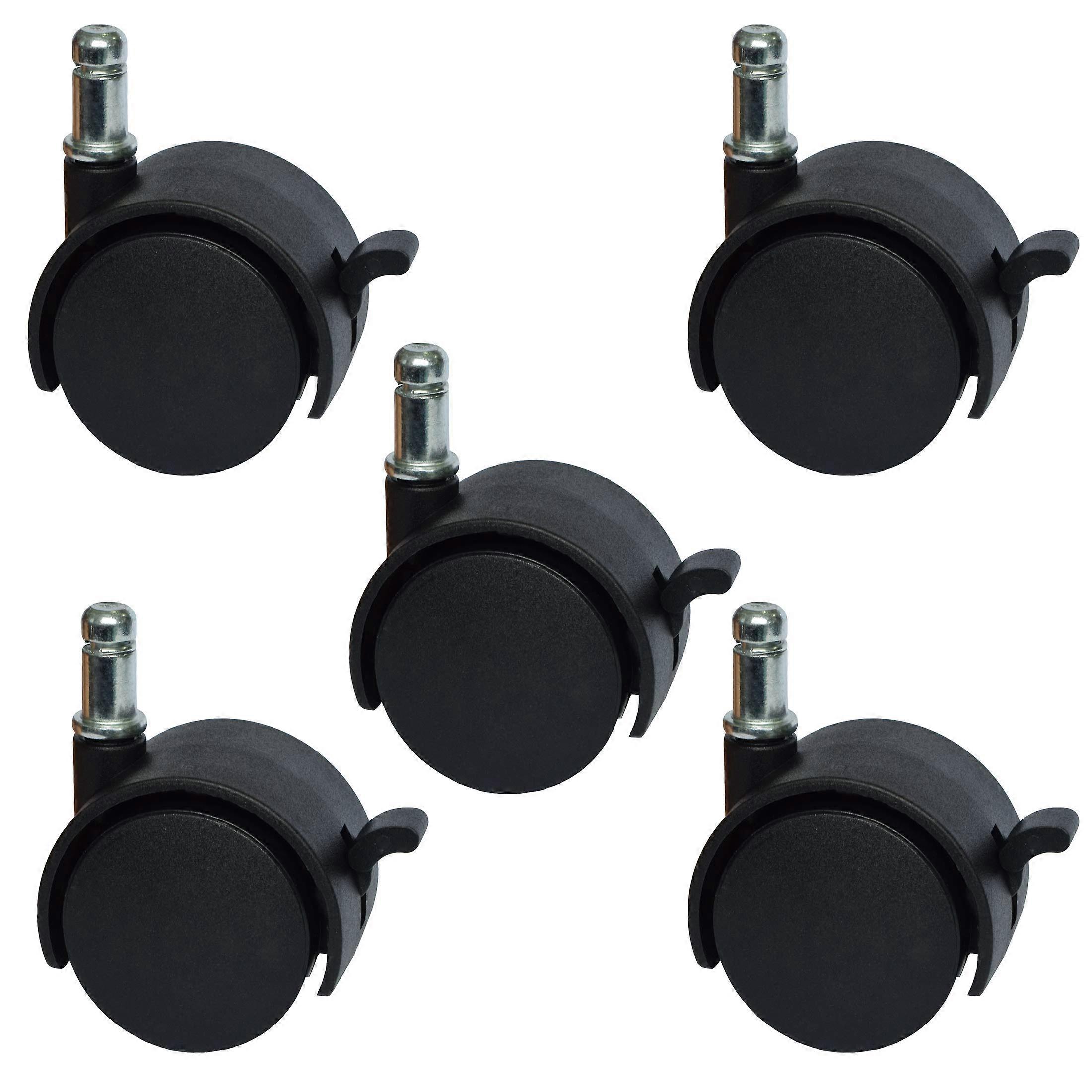 2" Office Chair Caster Wheels with Brake - Set of 5 Heavy-Duty Replacement Rollers for Stools and Chairs