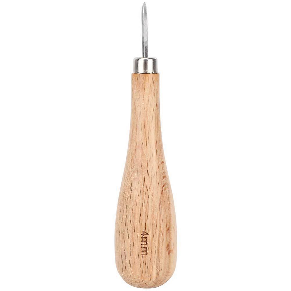 Rhombus Awl for Sewing, 4mm Tailor's Awl with Wooden Handle, Handmade Stitching Tool Kit for Leather and Fabric