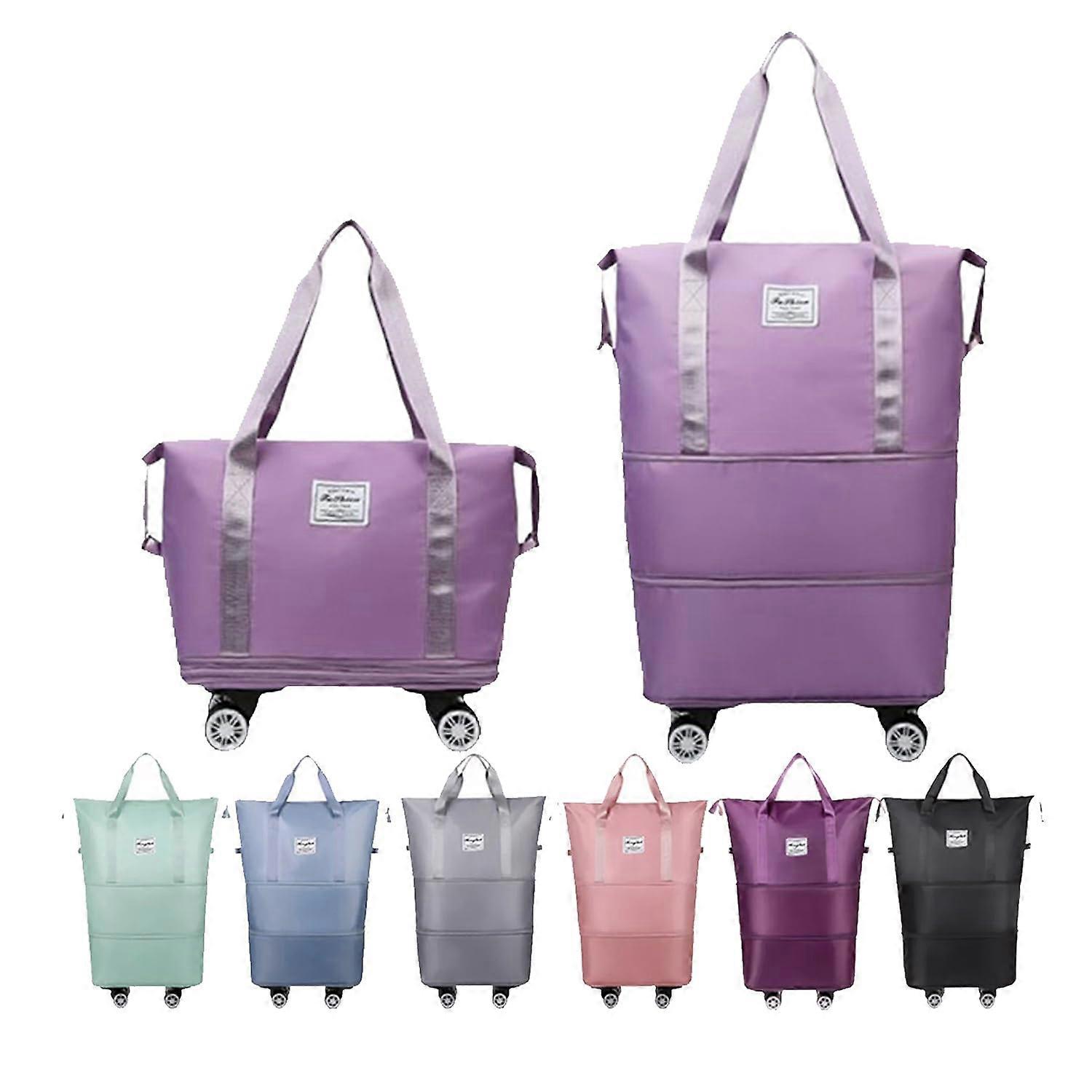 Pepepo Travel Bag with Wheels, Large Capacity Lightweight Suitcase with Removable Wheels in Light Purple
