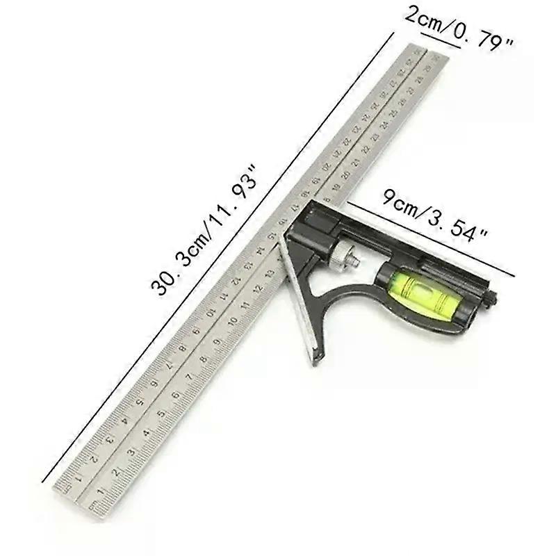 Square Right Angle Ruler Protractor Movable Square Woodworking Angle Ruler Stainless Steel Measuring Tools Multi Combination Set
