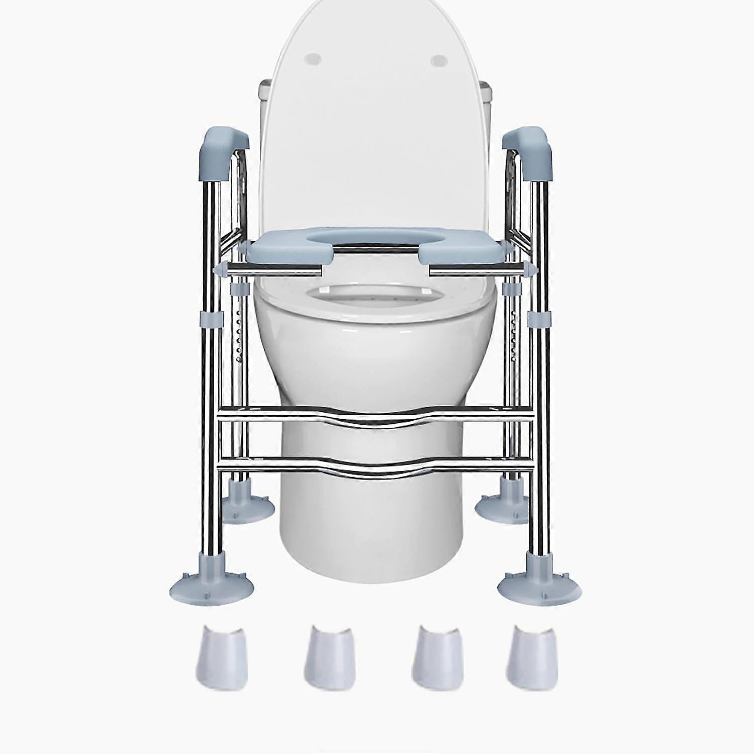 Toilet Seat Raiser with Armrests, Adjustable Height, No Drilling, Easy Installation for Seniors and Disabled