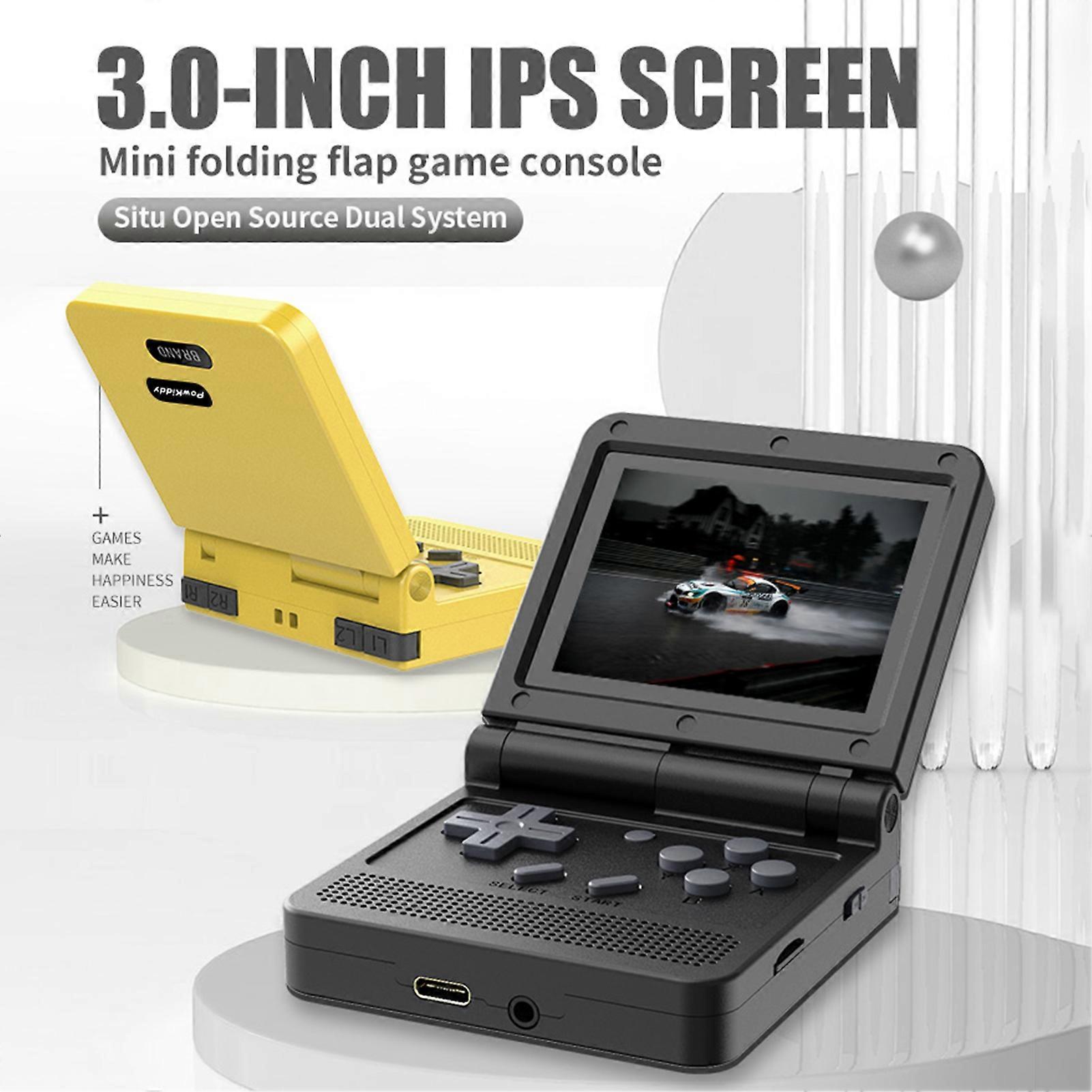 Powkiddy Handheld Game 3.0-inch IPS High-clear Screen Open Source Mini Folding Flap Game Console 15 Mainstream Emulators Rechargeable Long endurance