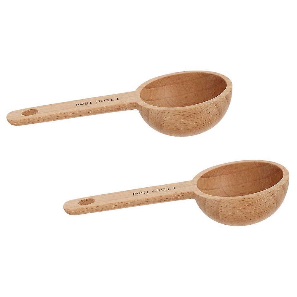 Wood Measuring Spoon for Home Use Beige Synthetic Material 2Pcs Practical Kitchen Tools