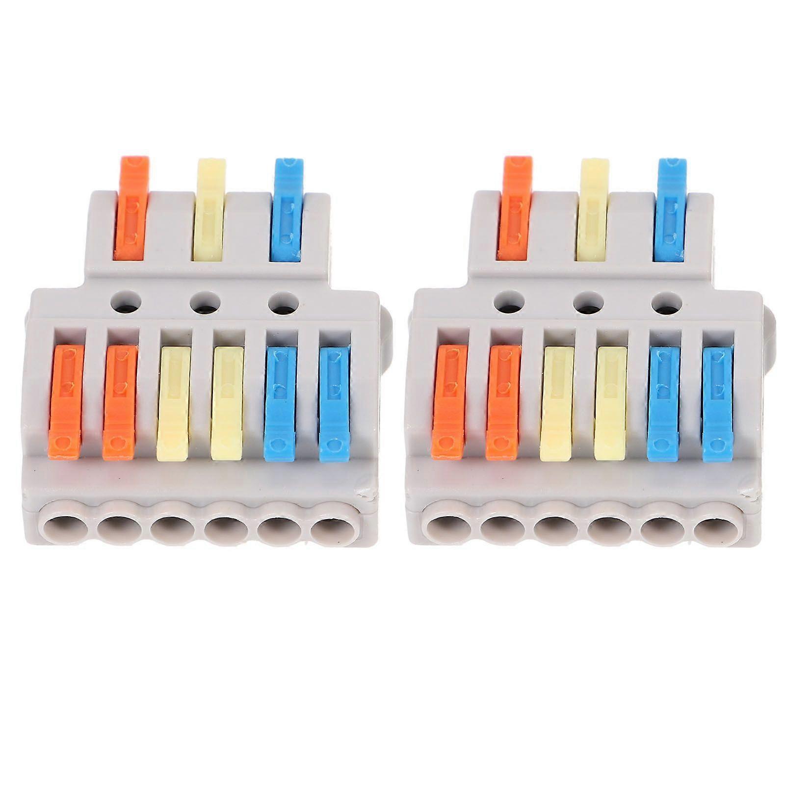 2pcs Quick Splice Wire Connectors Compact Electrical Wire Cable Connectors 3 in 6 out