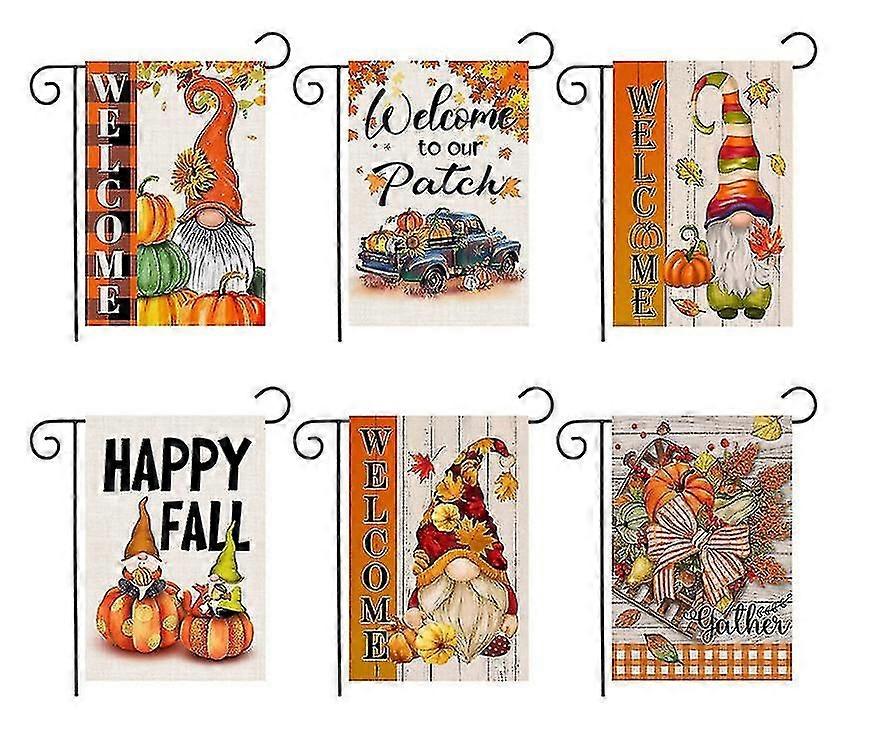Thanksgiving Autumn Pumpkin Dwarf Lattice Double-sided Welcome Garden Flag
