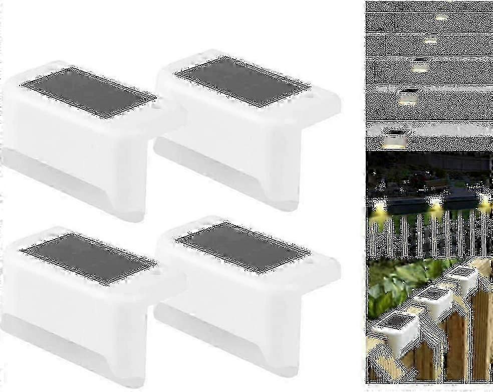 4パックソーラーデッキライト、LEDソーラーステップライト、防水屋外フェンスライト