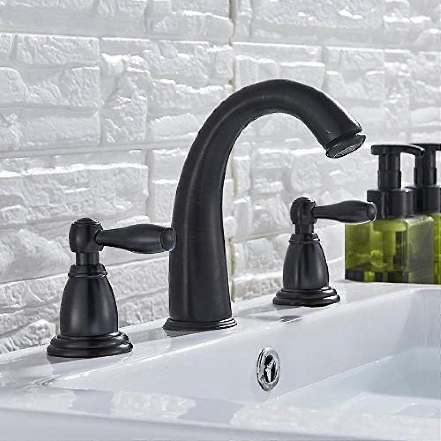 black bronze double handle hot and cold water mixer washbasin faucet
