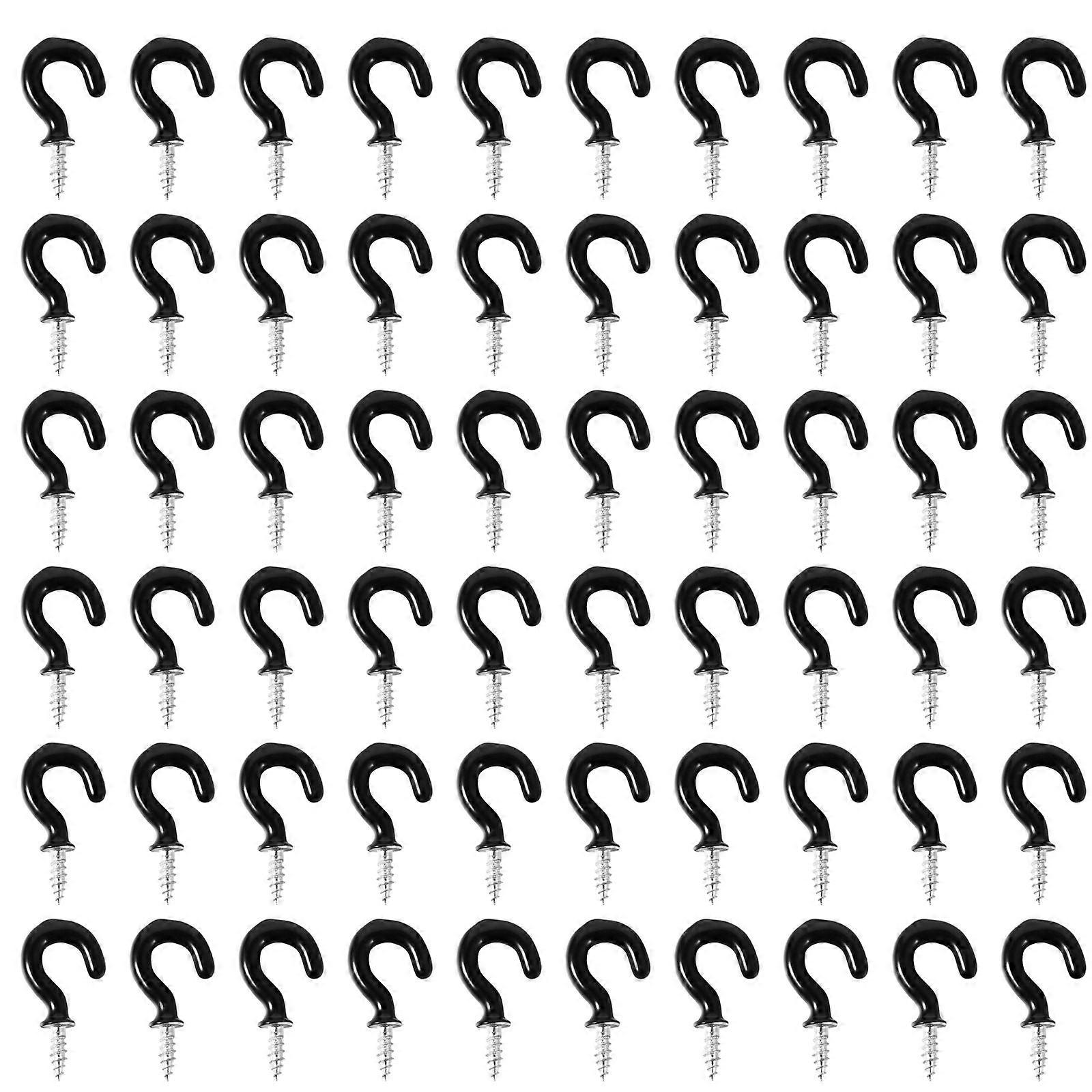 100pcs Screw in Ceiling Hooks Plastic Coated Cup Hangers for Home Use