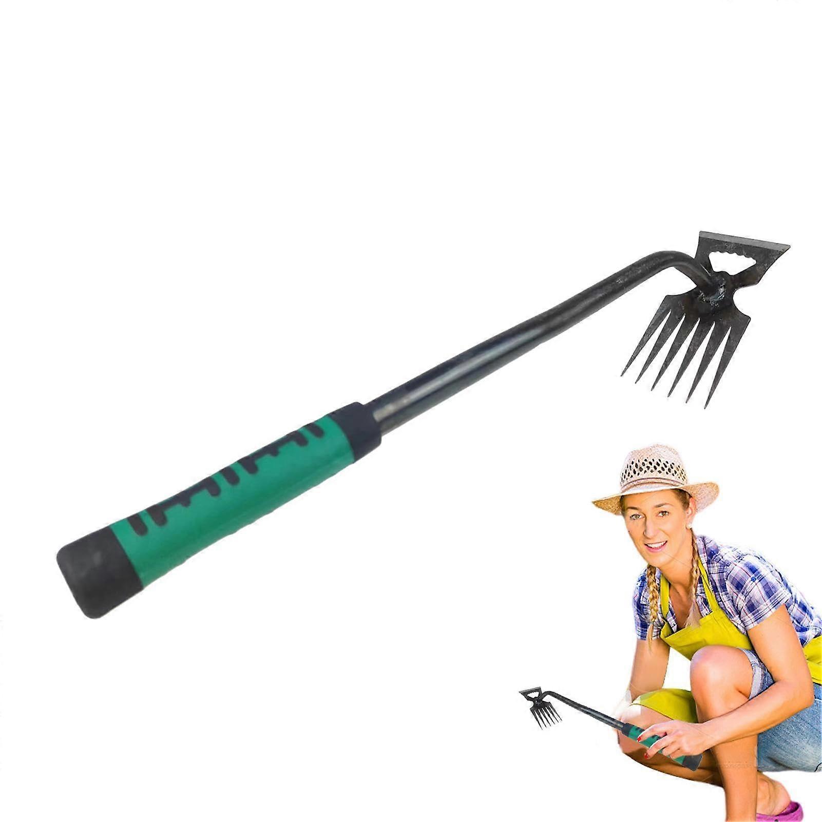 Manual weed control tool: weed remover, tool for removing weeds, high resistance, ergonomic design, gardening with man 6 teeth