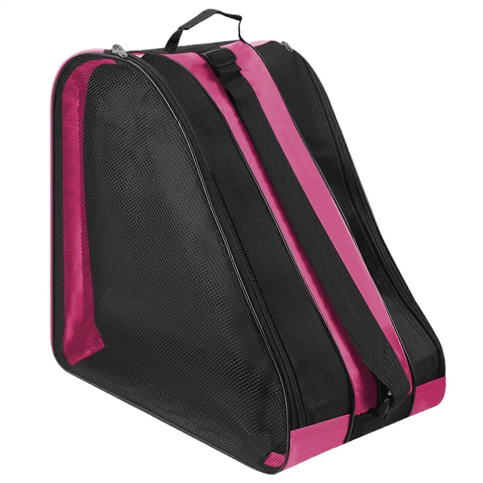 Ice Skate Bag Three-Layer Design, Breathable Ice Skate Backpack, Rose Color, Travel Ice Skate Tote, Shoe Storage