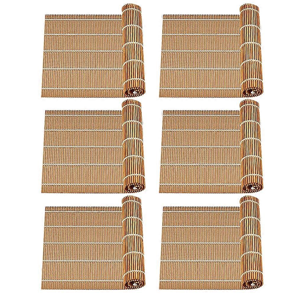 Bamboo Sushi Mat Sushi Accessories for Sushi Party Kitchen Use Japanese Food Preparation Flat Surface Carbonized Bamboo Design 6Pcs