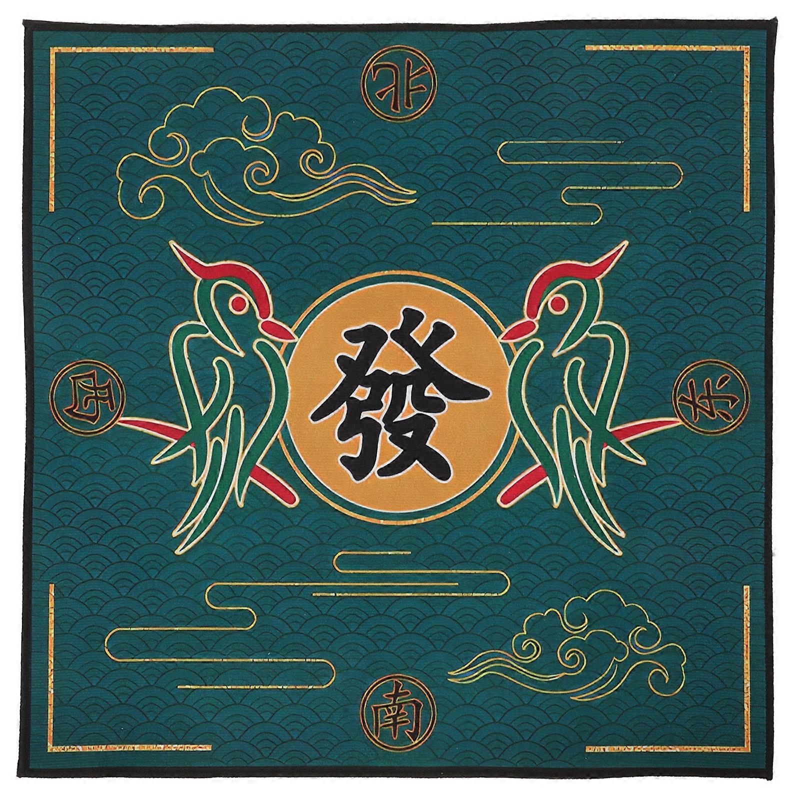 Board Game Mat Anti-Slip Mahjong Table Mat Square Olive Green Cloth For Travel 1Set