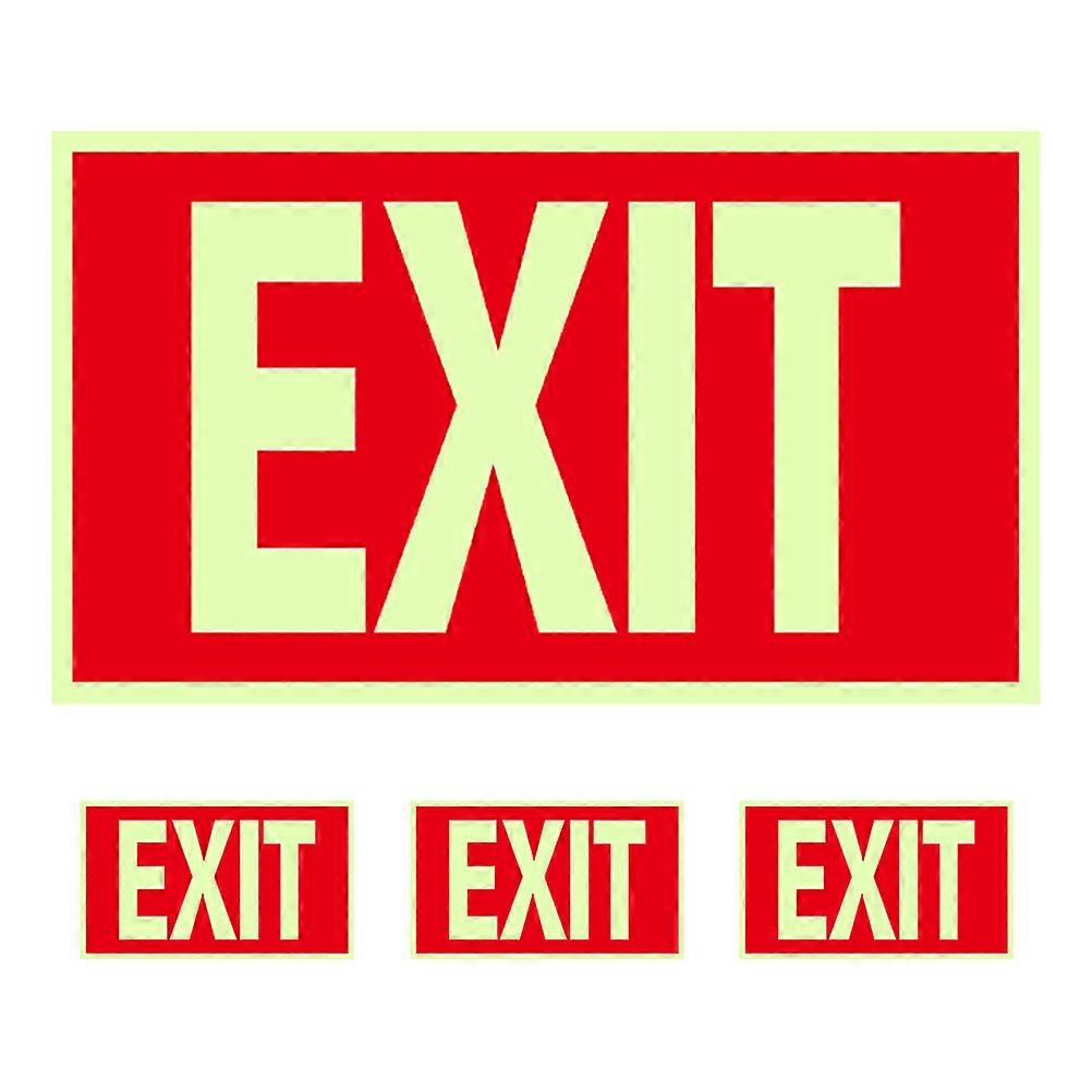 Glow in The Dark Guide Decals Emergency Sign for Dark Environments Business Office Waterproof 30.00X17.70X0.10CM 4Pack