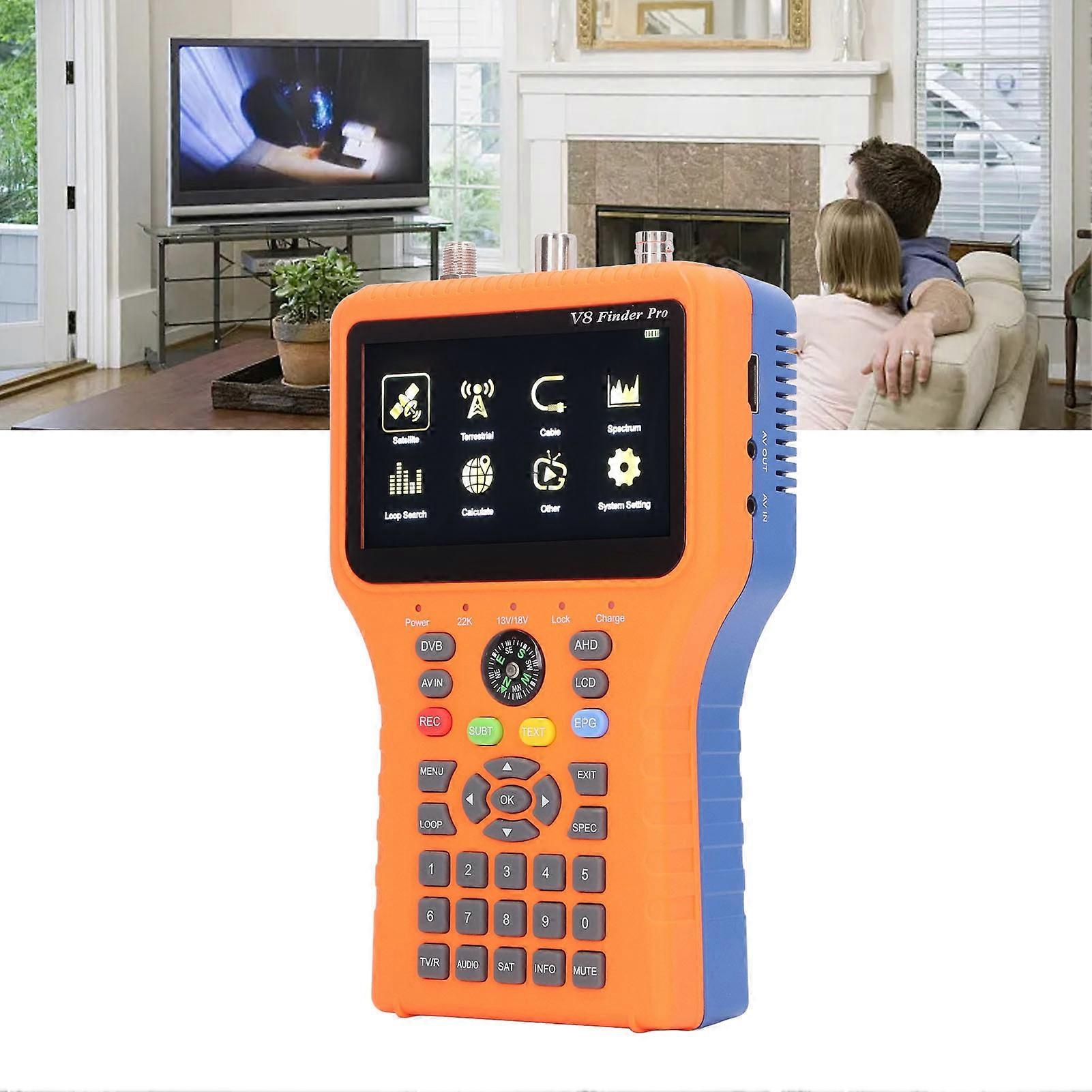 Satellite Finder V8 FINDER PRO2 FTA DVB S2 S2X Signal Meter with 4.3inch LCD Screen Compass Function