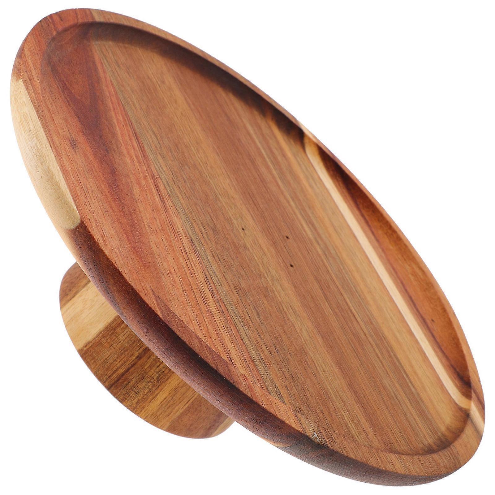 Rustic Cake Stand Wood Elegant For Weddings Multi-Function Dessert Display Light Brown 20X8.5Cm Round Shape 1Pack