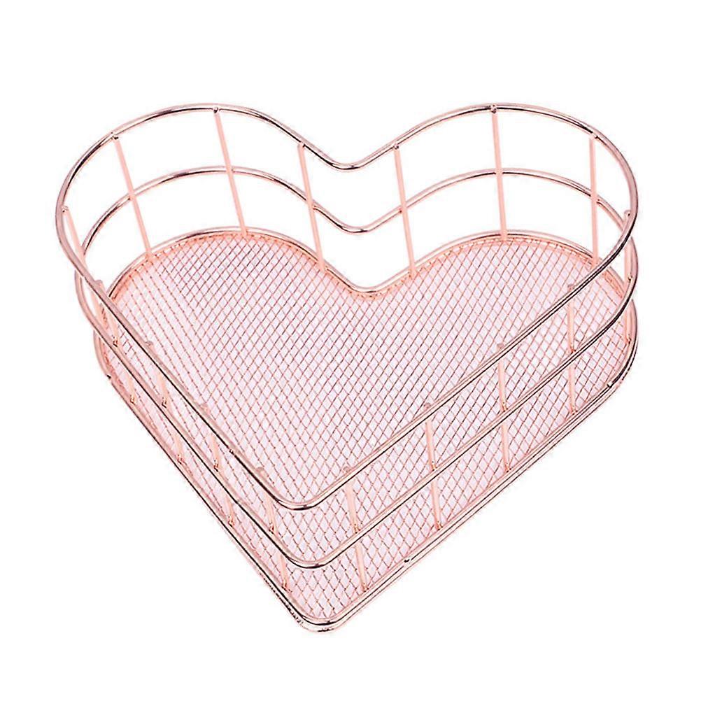 ハート型トレイ錬鉄収納トレイ北欧ミニマリストホームデコレーションローズゴールド17.50X15.20X6.00CM食器収納1個