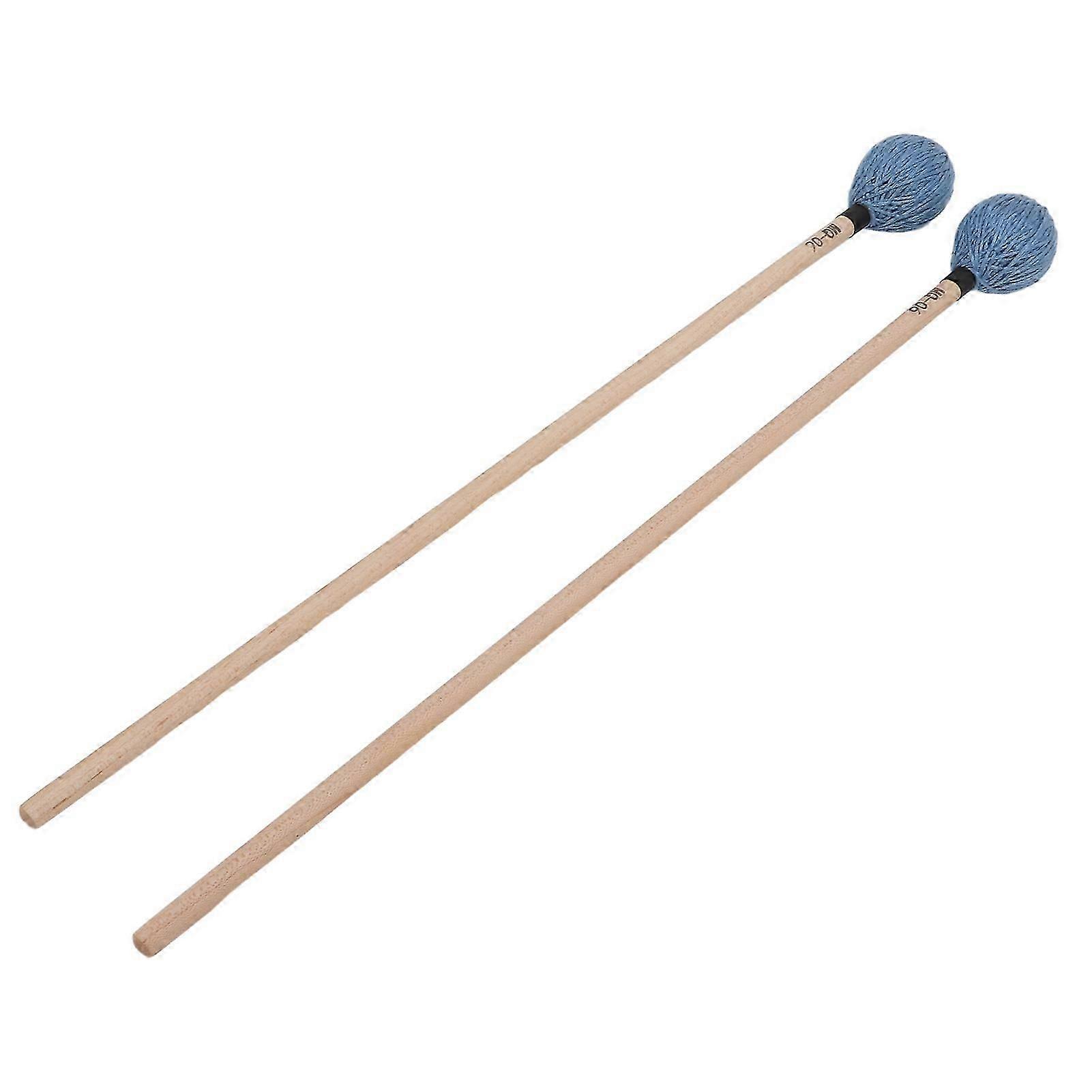 1 Pair Marimba Mallets Medium Hard Yarn Head with Maple Handle for Percussion Playing MQ?06Blue