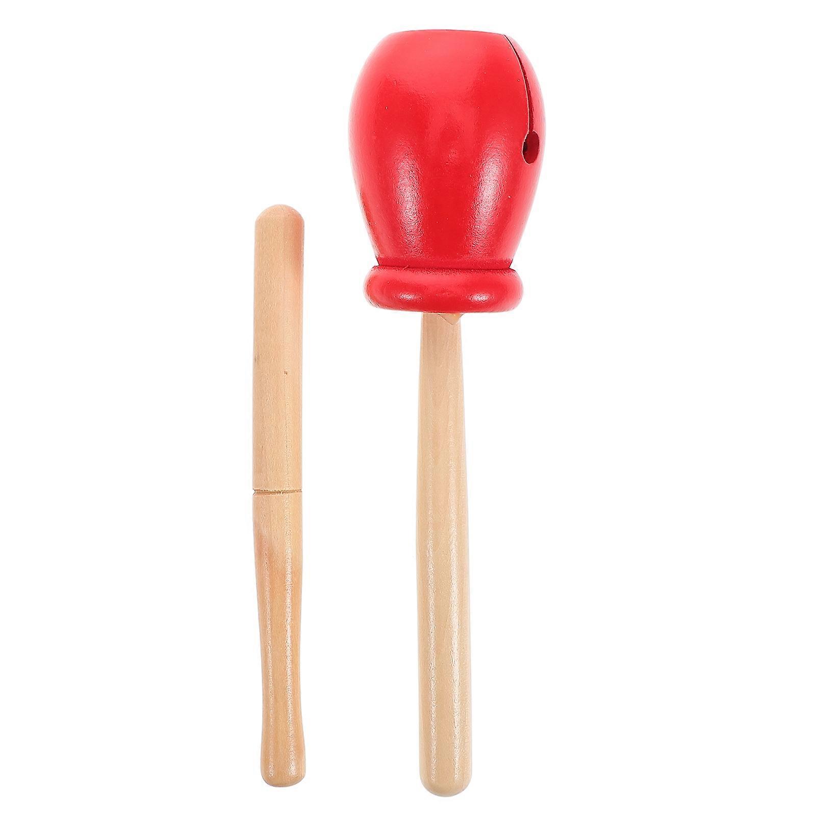 Wooden Maracas For Adults Rhythmic Patterns Creation Traditional Chinese Handheld Bangzi Red Color 15.00X1.00X1.00CM 1Set