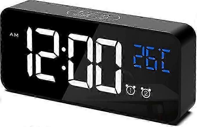 Digital Alarm Clock, LED Digital Clock Digital Alarm Clock Temperature/Snooze/2 Alarms/12/24 Hours/U