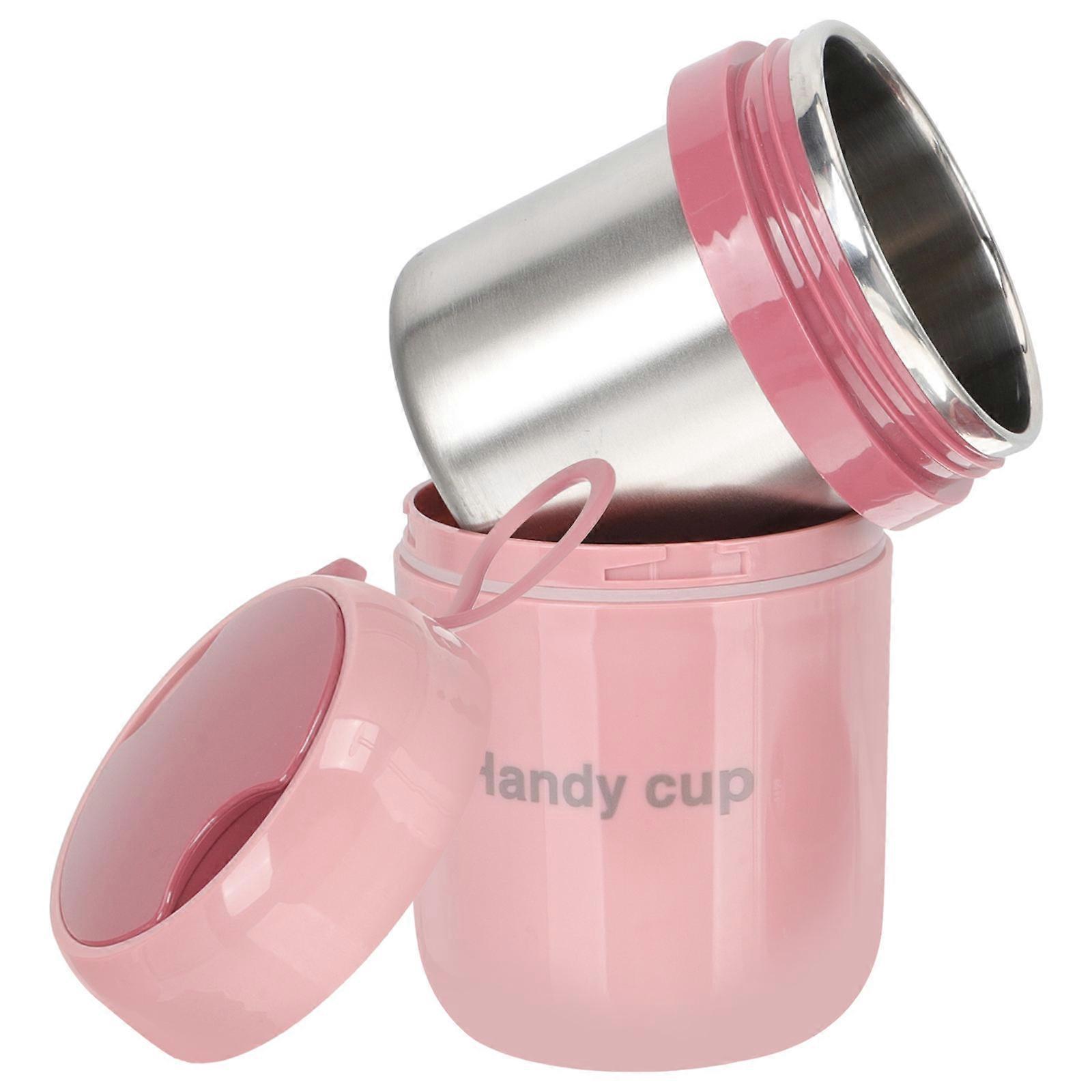 Portable Soup Cup Insulation Scandinavian Design For Adults 500ml Pink Silicone Multi-Functional 1Pack