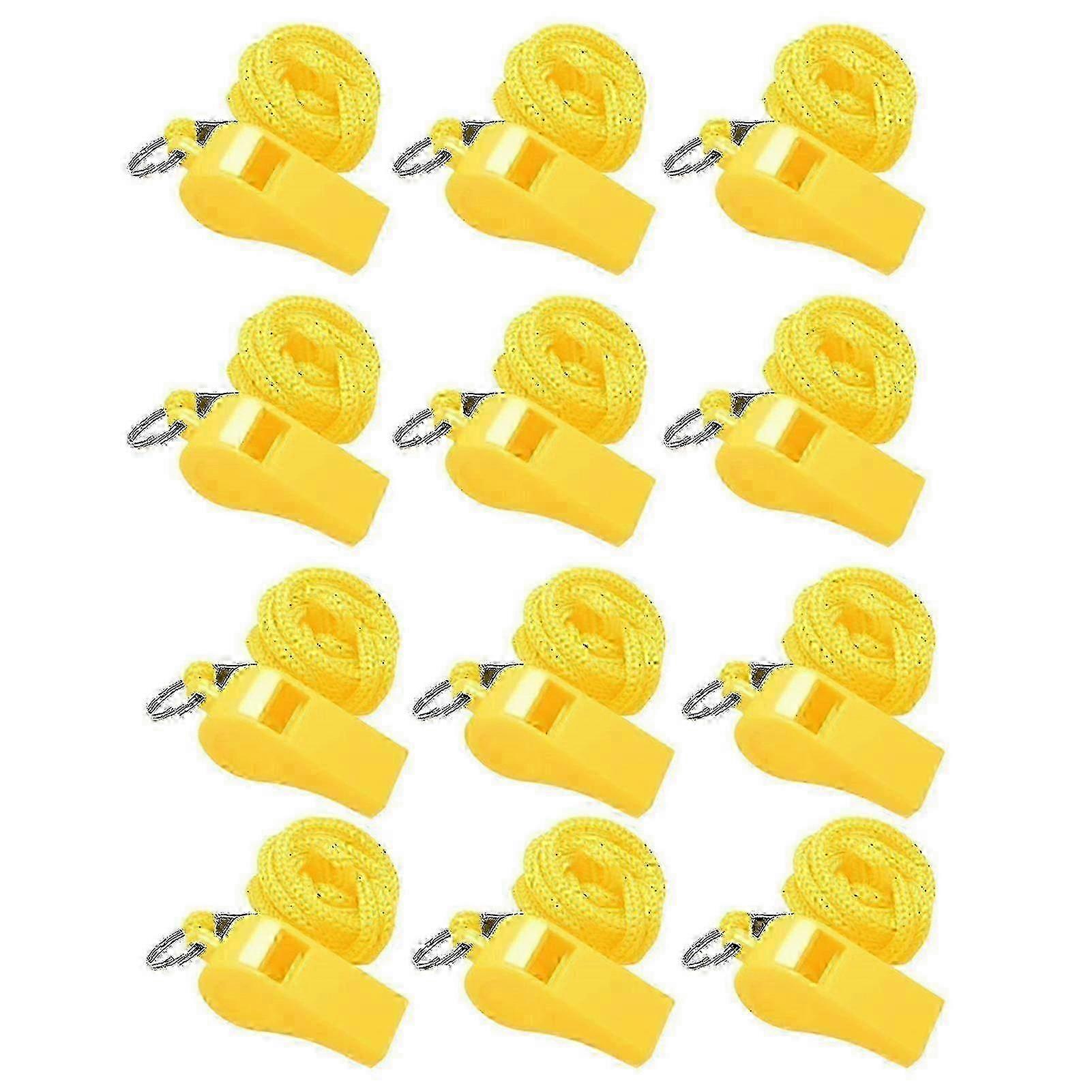 12Pcs Sifflets de sport colorés avec lanière - Sifflets d’arbitre aigus forts - Sifflets compacts portables à haut décibel