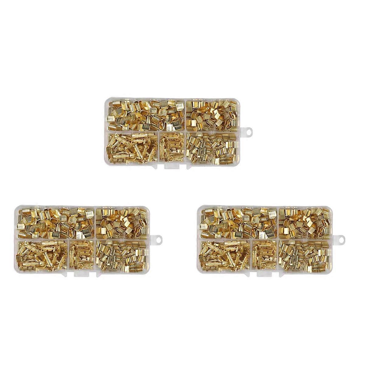 500Pcs U Shape Copper Ring Terminals Crimp Kit Non-Insulated Cable