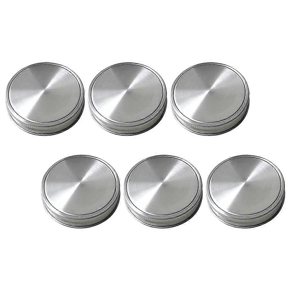 6pcs couvercles de mise en conserve réutilisables à large ouverture avec joints en silicone couvercles de bocaux en acier inoxydable étanches pour le stockage des aliments