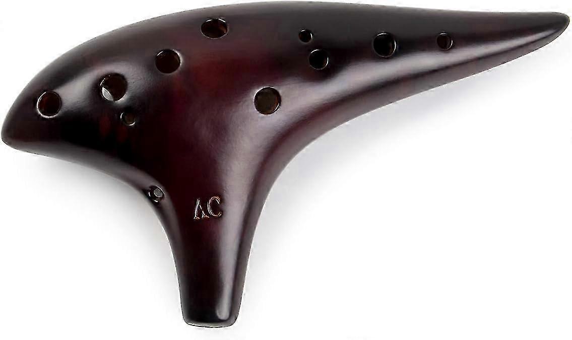 12 Holes Alto C Smoked Straw Ceramic Ocarina with Protective Bag and Beginner Song Booklet for Various Brands