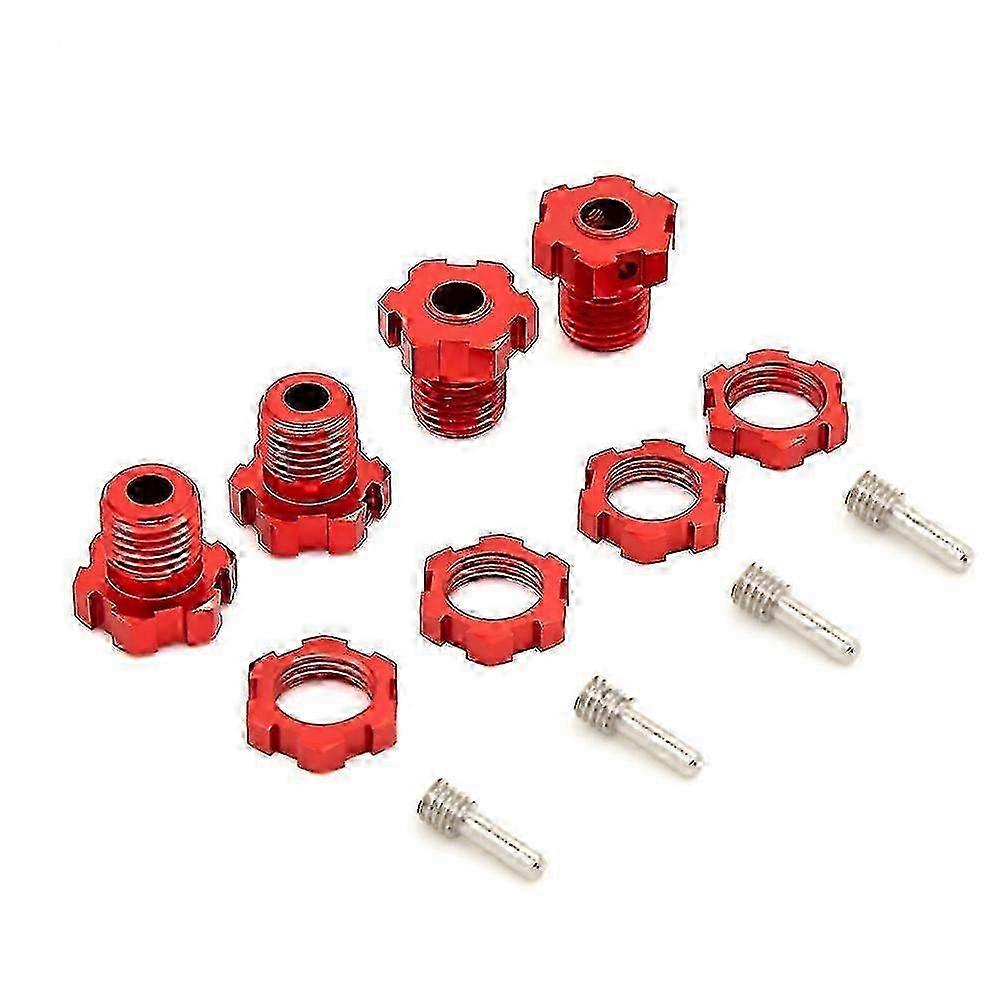 4pcs 17mm Hex Nuts Wheel Hubs Compatible with RC Vehicles, Red