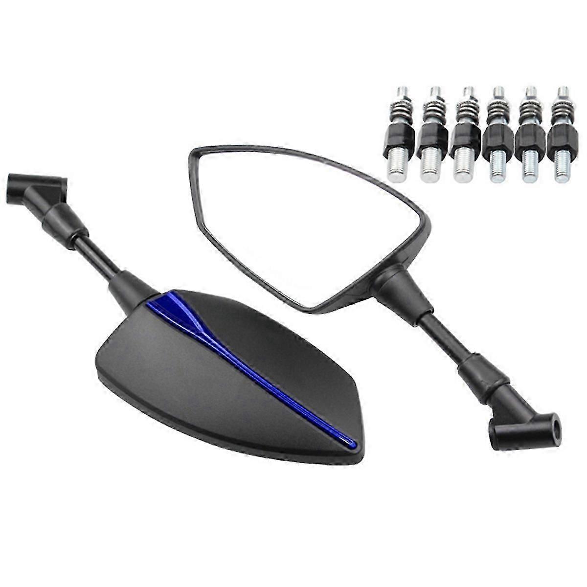 Motorcycle Universal 10mm 8mm Rearview Mirror Rear View Mirror Side Mirror with 6 Screw Blue